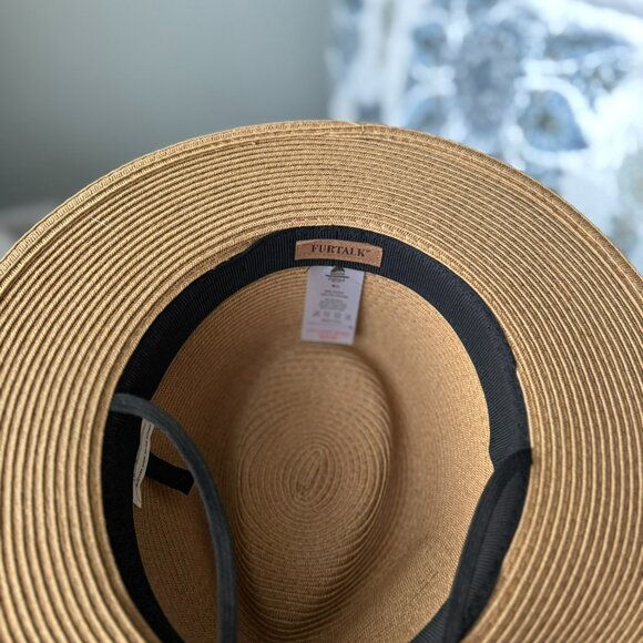BRAND NEW: Furtalk Wide Brim Straw Panama Haat - Picture 2 of 3